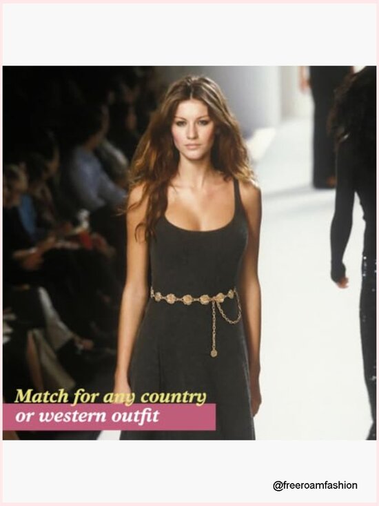 Adjustable Flower Waist Chain Belt for Dresses Gold main image 4